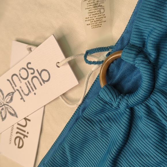 2/$25-Quintsoul Ribbed Highrise Bikini Blue with Acrylic Circle Accents NWT - Picture 11 of 12